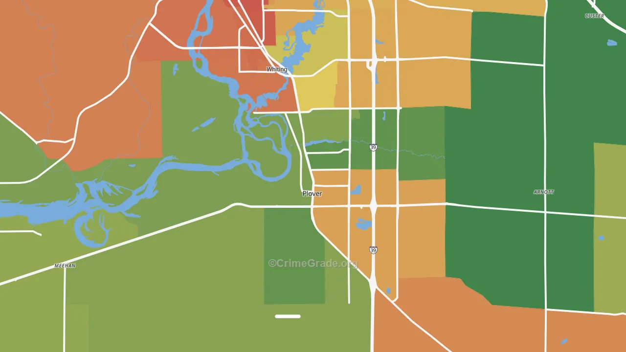 Plover, WI Map of Burglary Rates