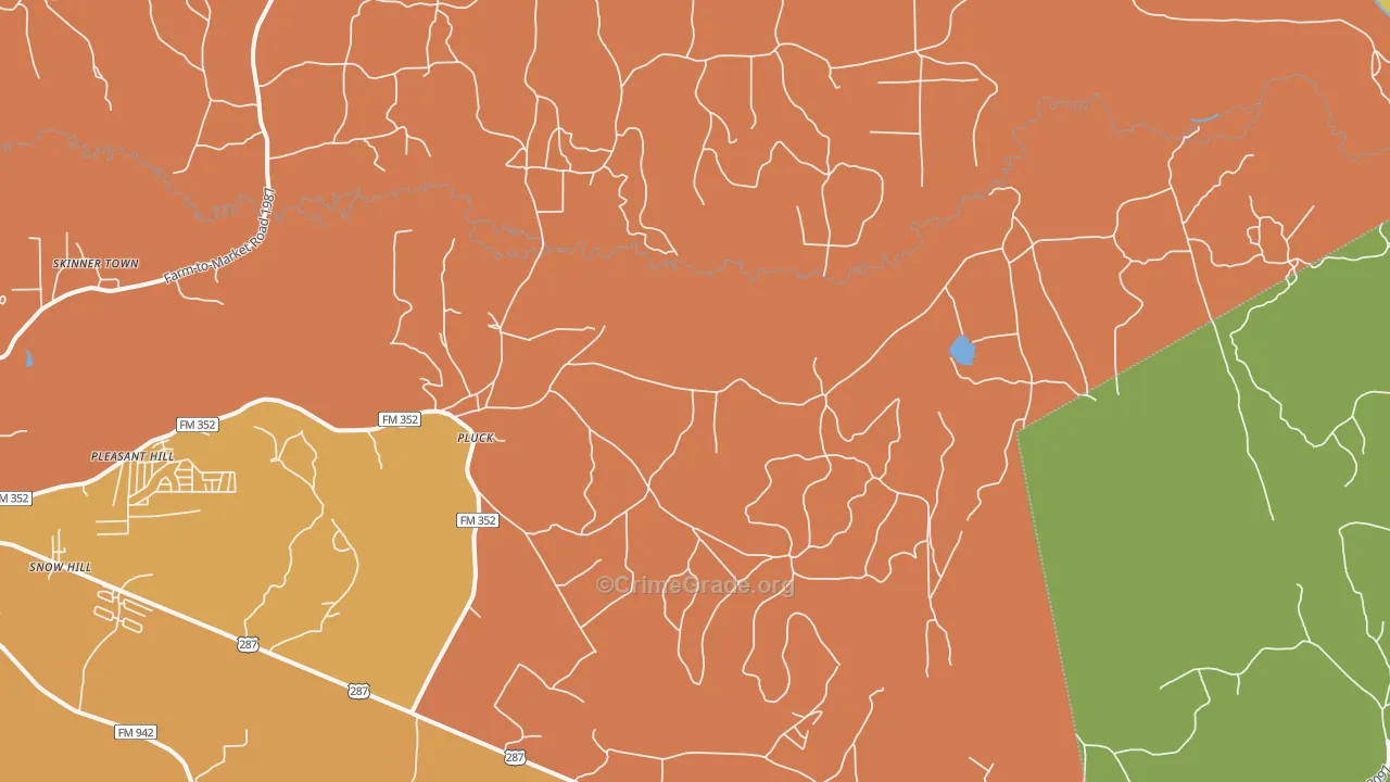 Pluck, TX Map of Burglary Rates