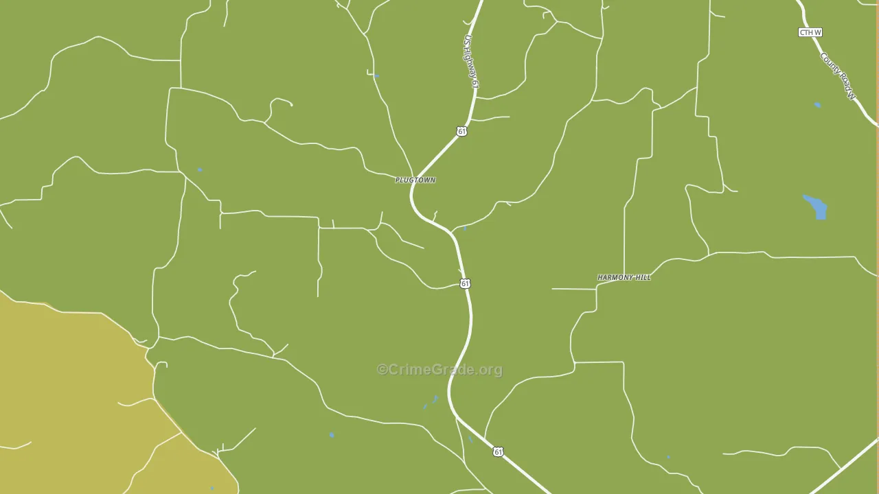 Plugtown, WI Map of Burglary Rates