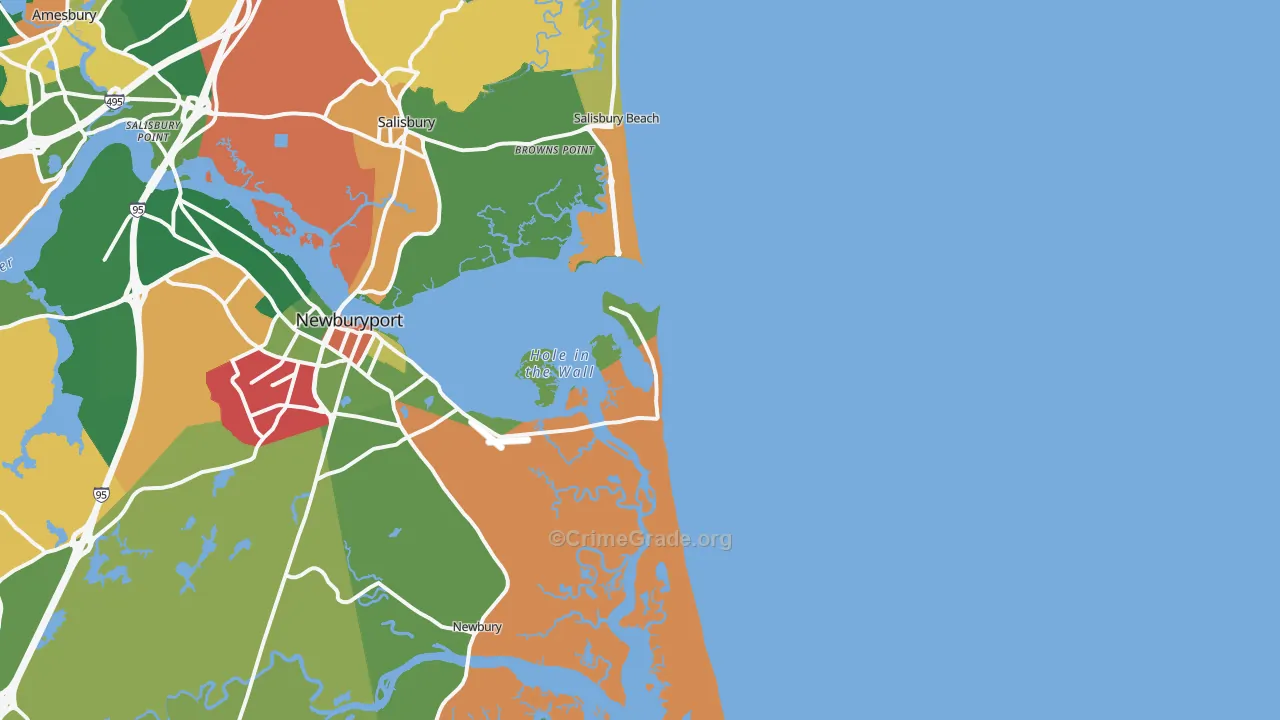 Plum Island, MA Map of Burglary Rates