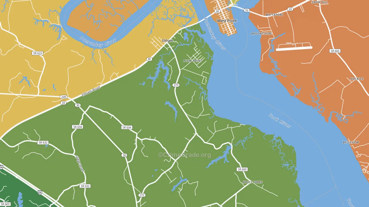 Plum Point, VA Map of Burglary Rates