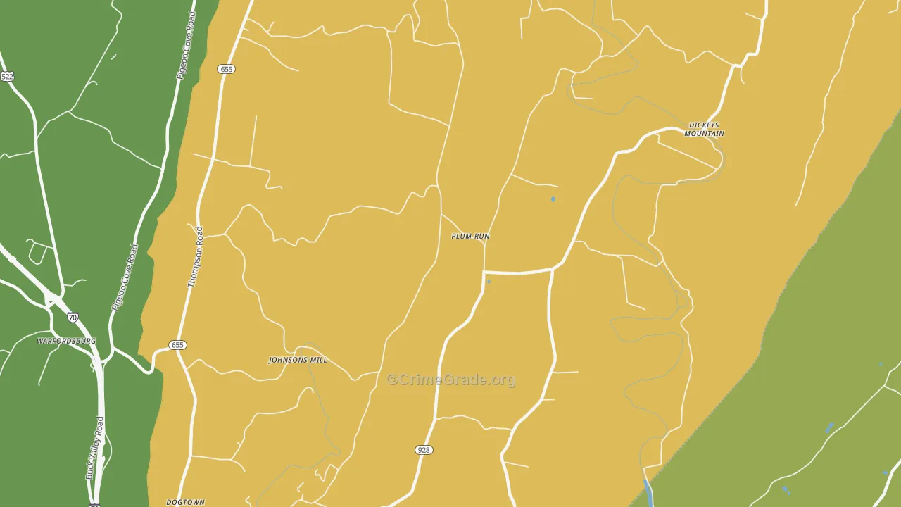 Plum Run, PA Map of Burglary Rates