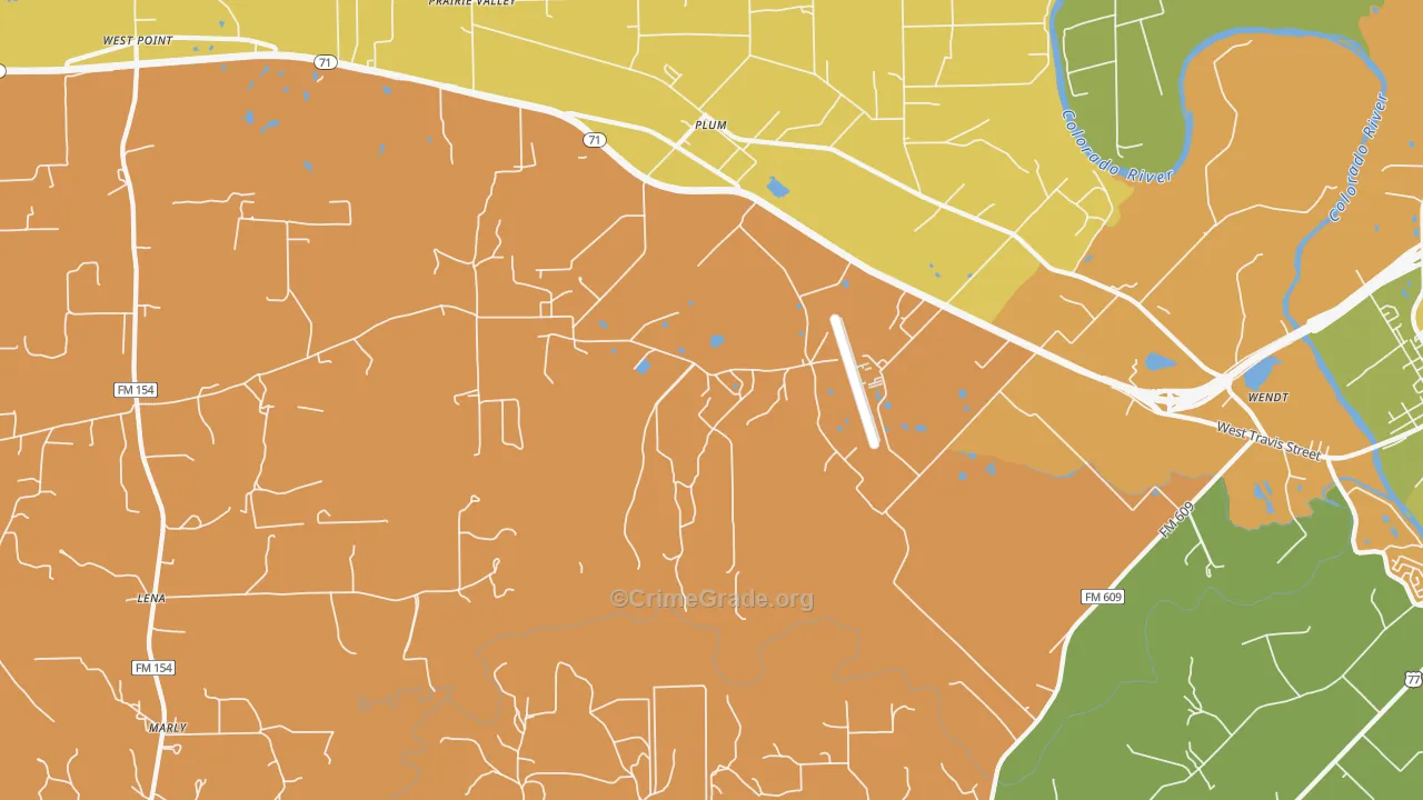Plum, TX Map of Burglary Rates