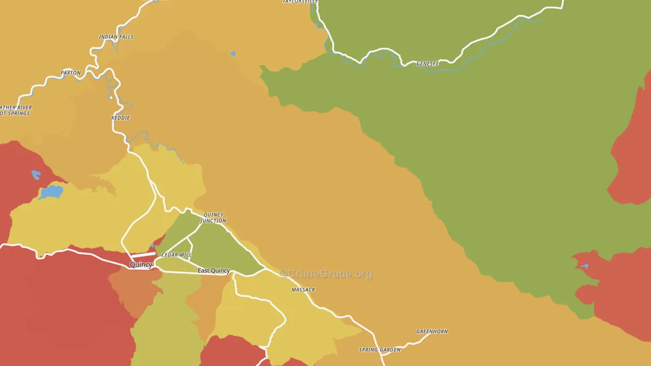 Plumas County, CA Map of Burglary Rates