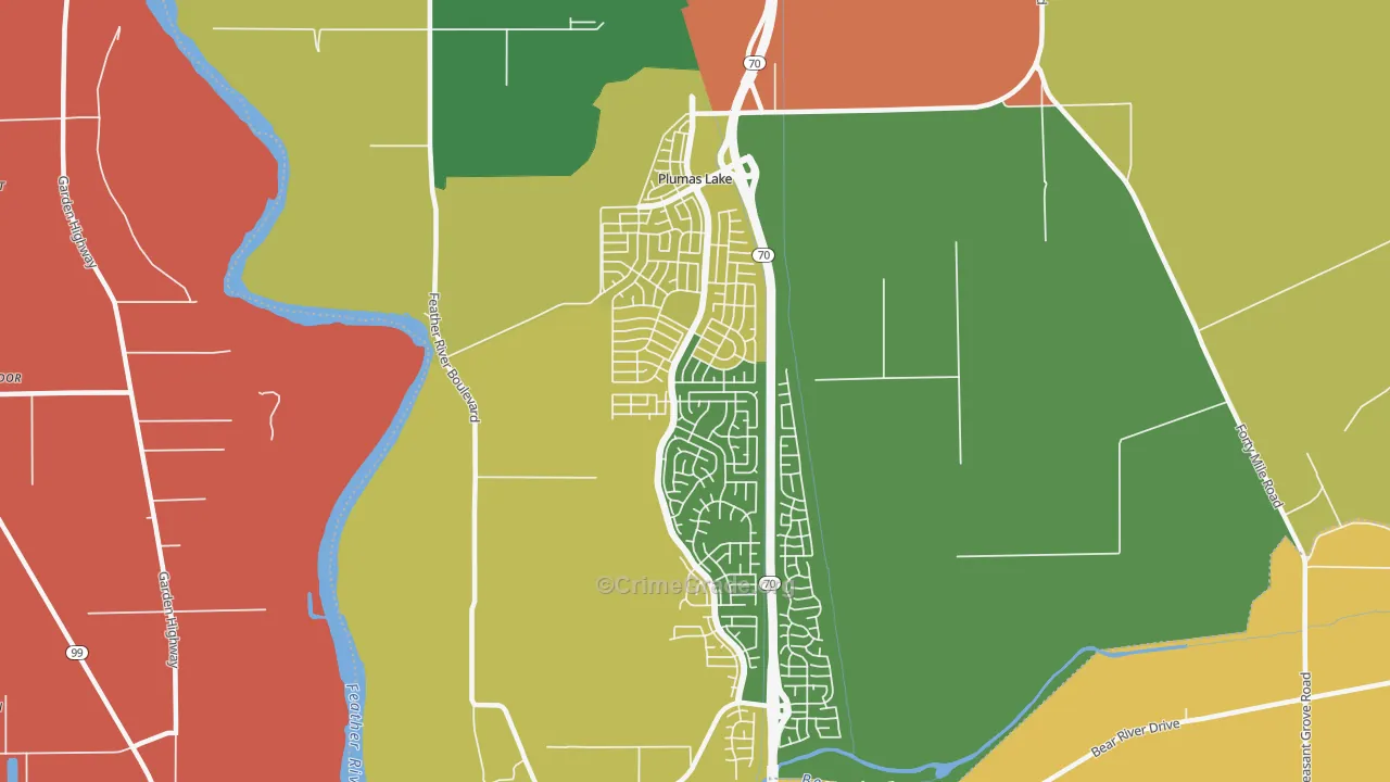 Plumas Lake, CA Map of Burglary Rates