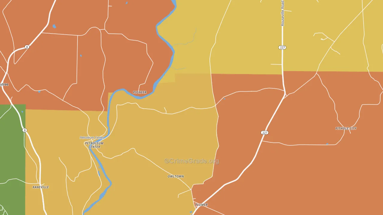 Plumer, PA Map of Burglary Rates