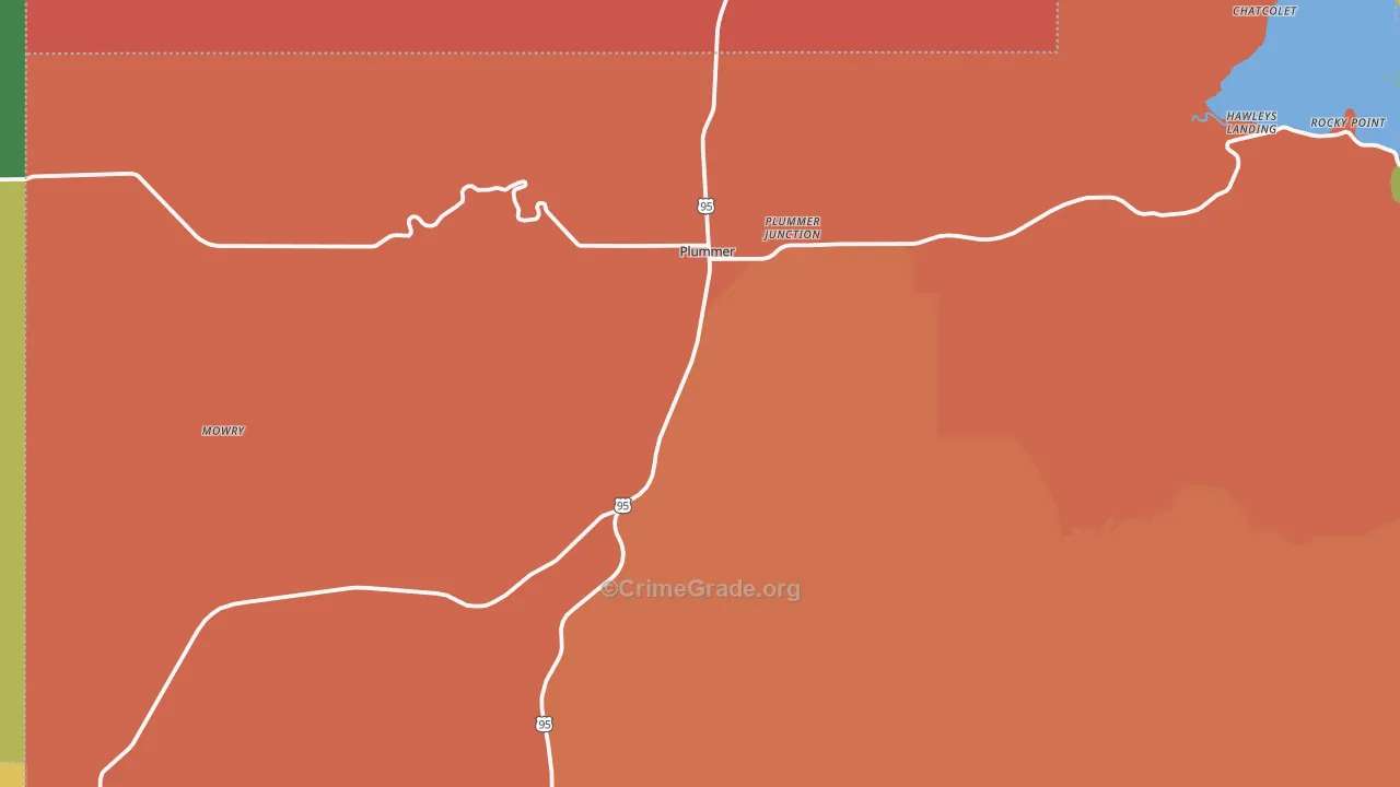 Plummer, ID Map of Burglary Rates