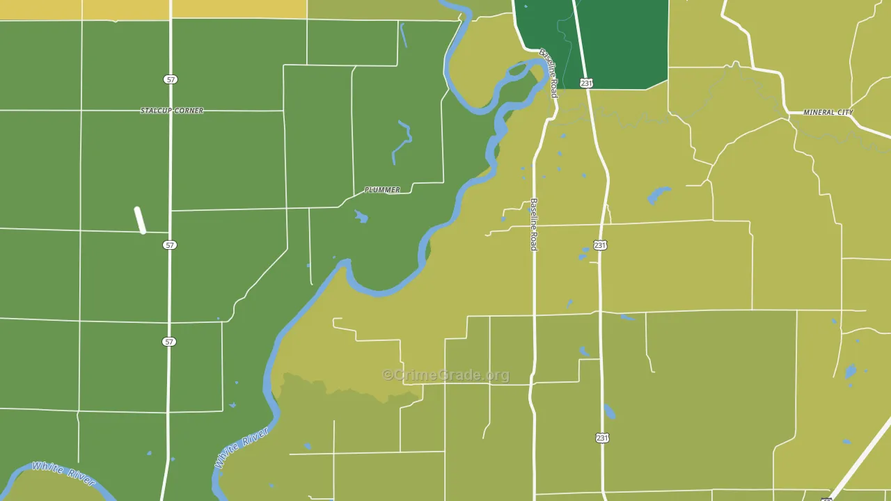 Plummer, IN Map of Burglary Rates