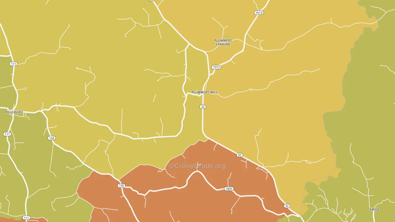 Plummers Mill, KY Map of Burglary Rates