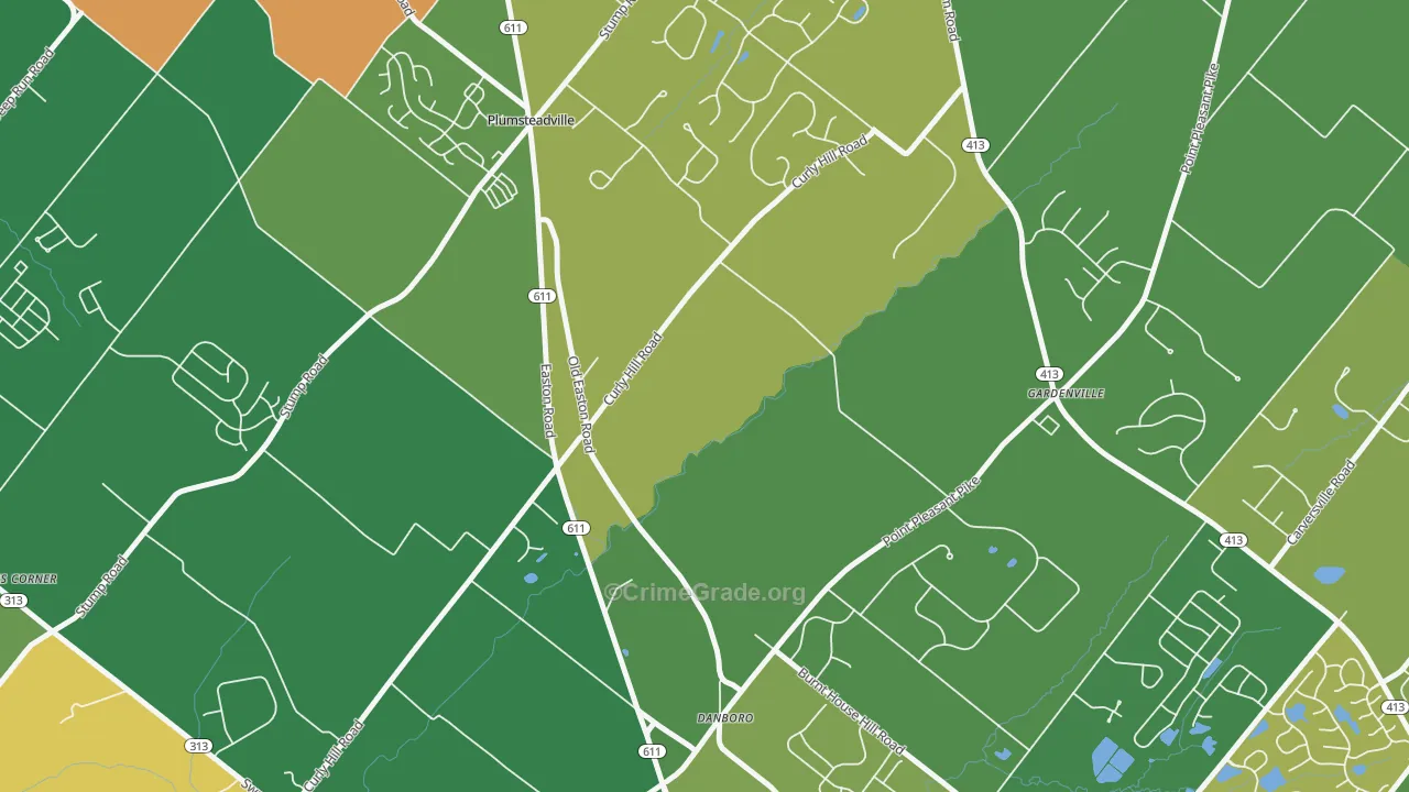 Plumsteadville, PA Map of Burglary Rates