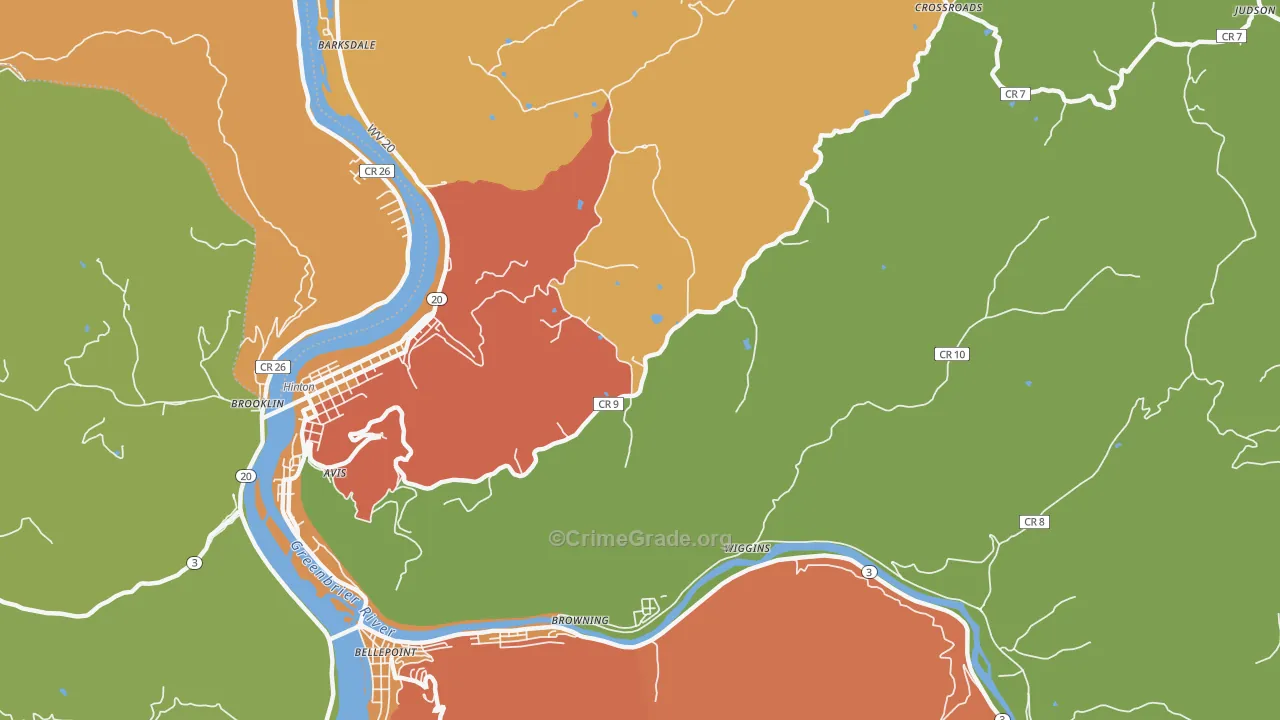 Pluto, WV Map of Burglary Rates