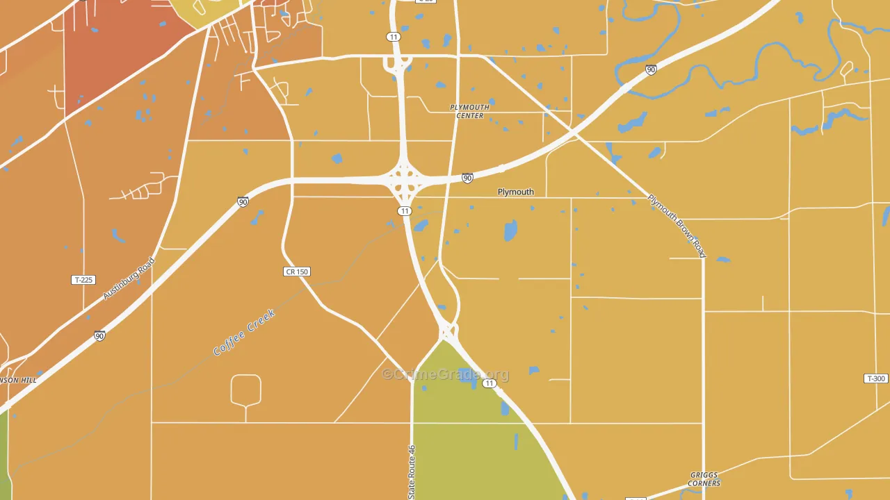 Plymouth Center, OH Map of Burglary Rates