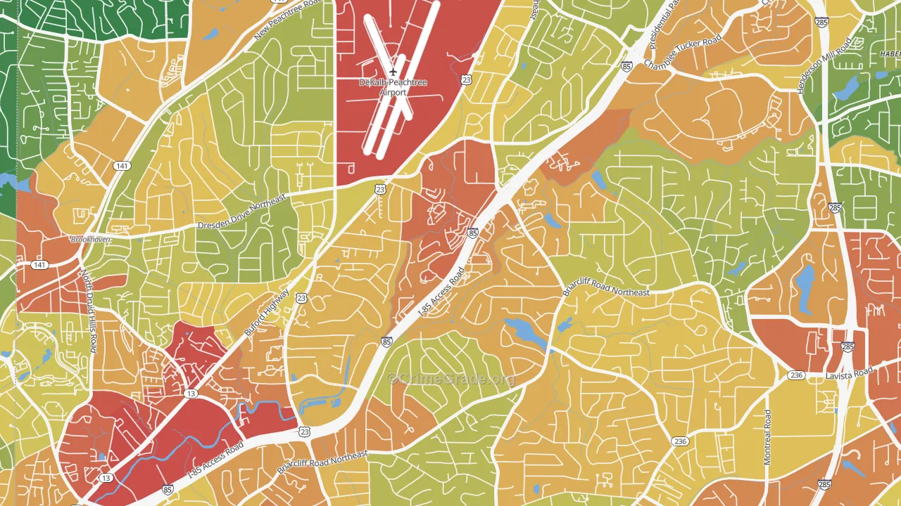Plymouth Colony, Atlanta, GA Map of Burglary Rates