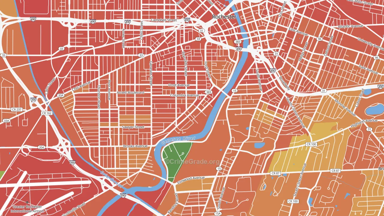 Plymouth-Exchange, Rochester, NY Map of Burglary Rates