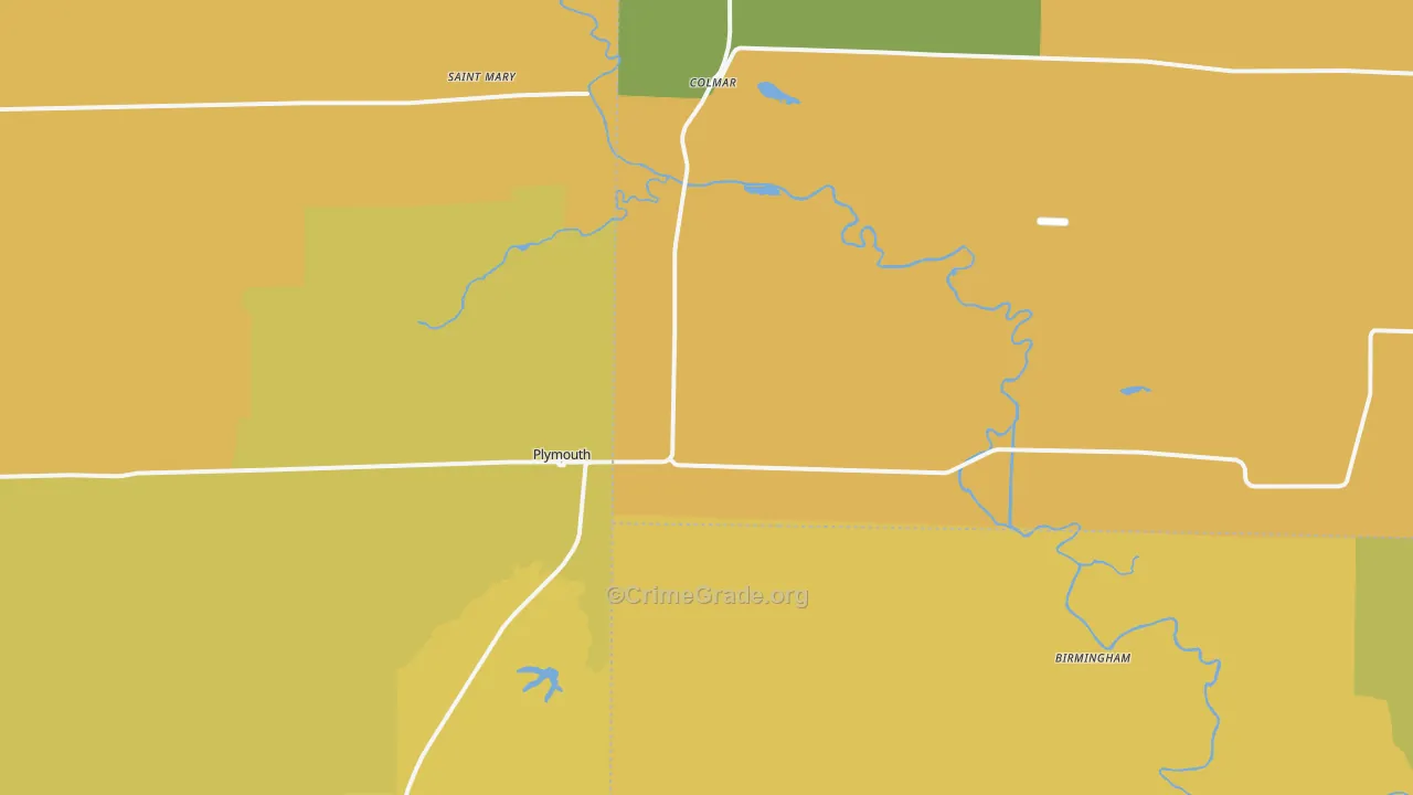 Plymouth, IL Map of Burglary Rates