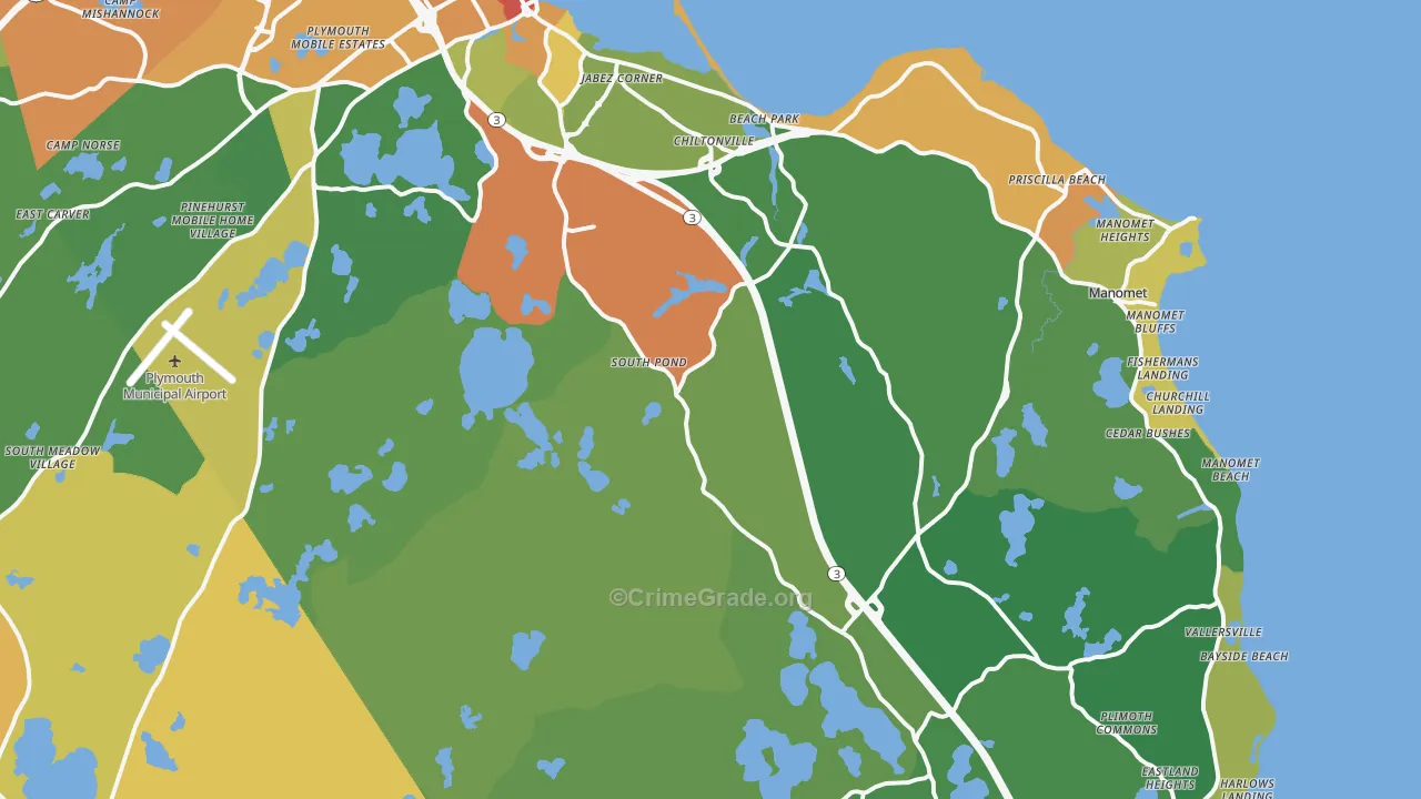 Plymouth, MA Map of Burglary Rates