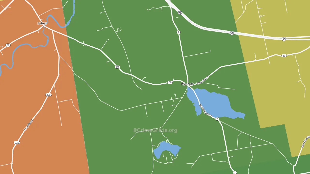 Plymouth, ME Map of Burglary Rates