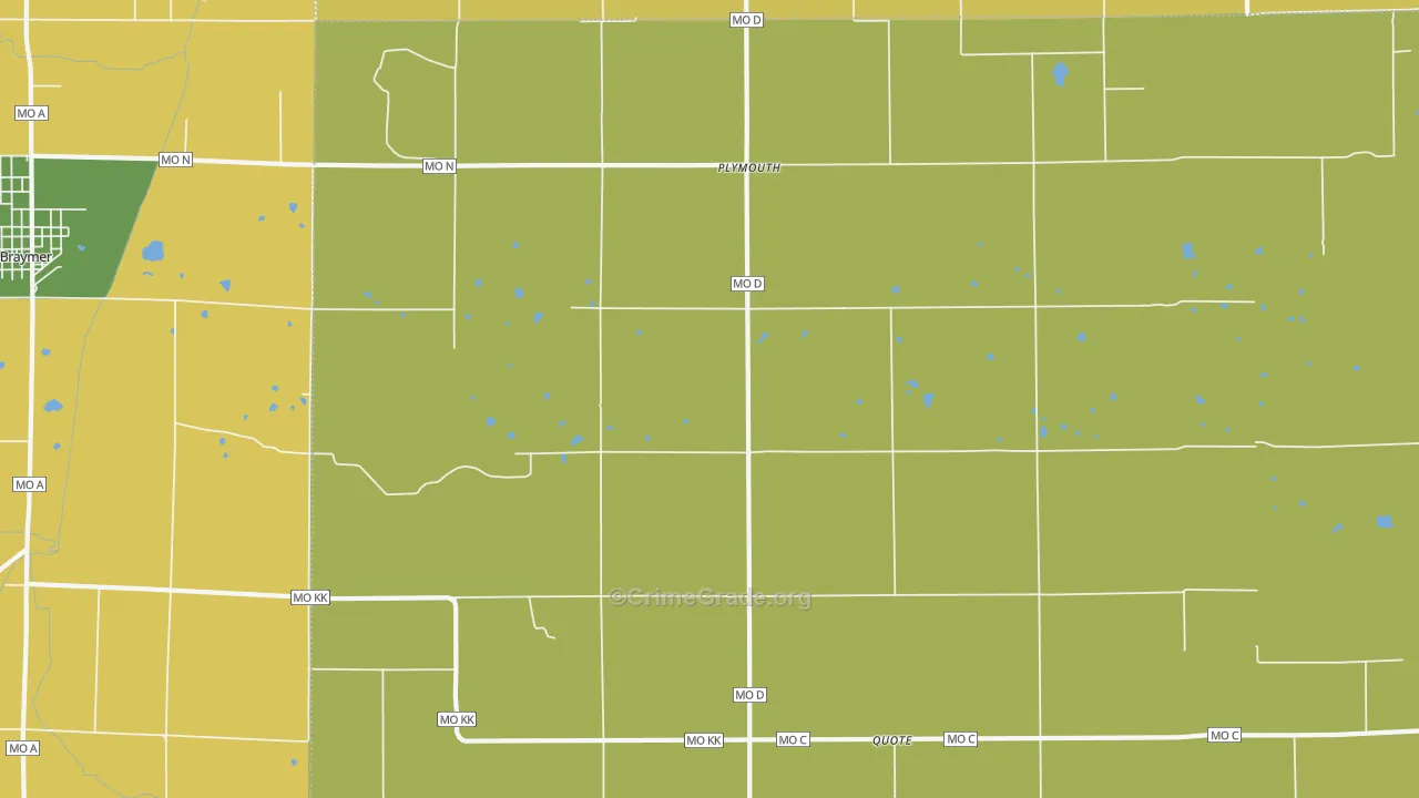Plymouth, MO Map of Burglary Rates