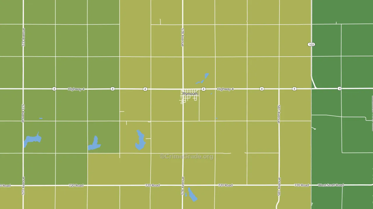 Plymouth, NE Map of Burglary Rates