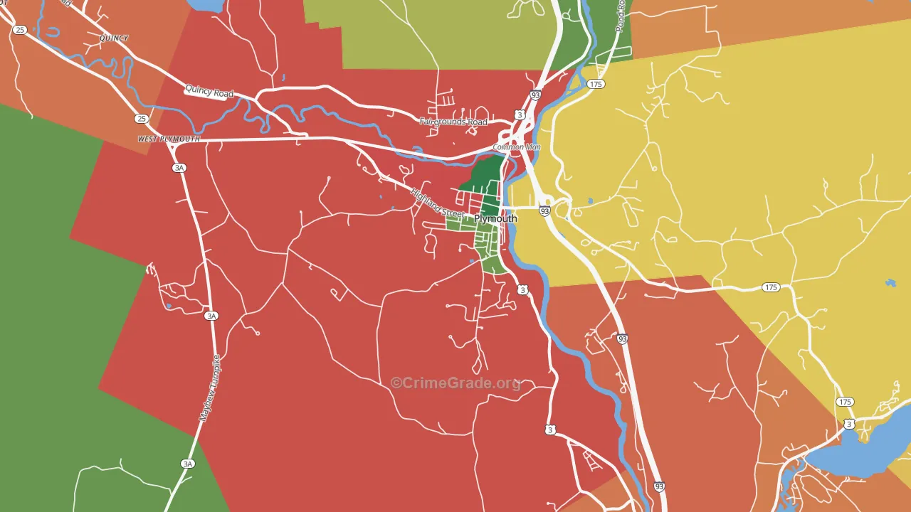 Plymouth, NH Map of Burglary Rates