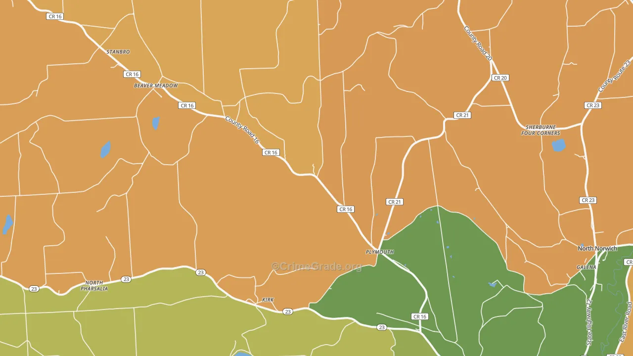 Plymouth, NY Map of Burglary Rates
