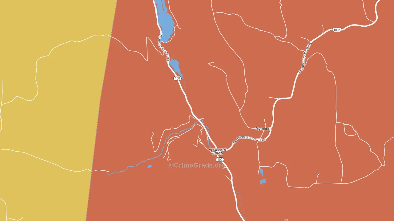 Plymouth Union, VT Map of Burglary Rates