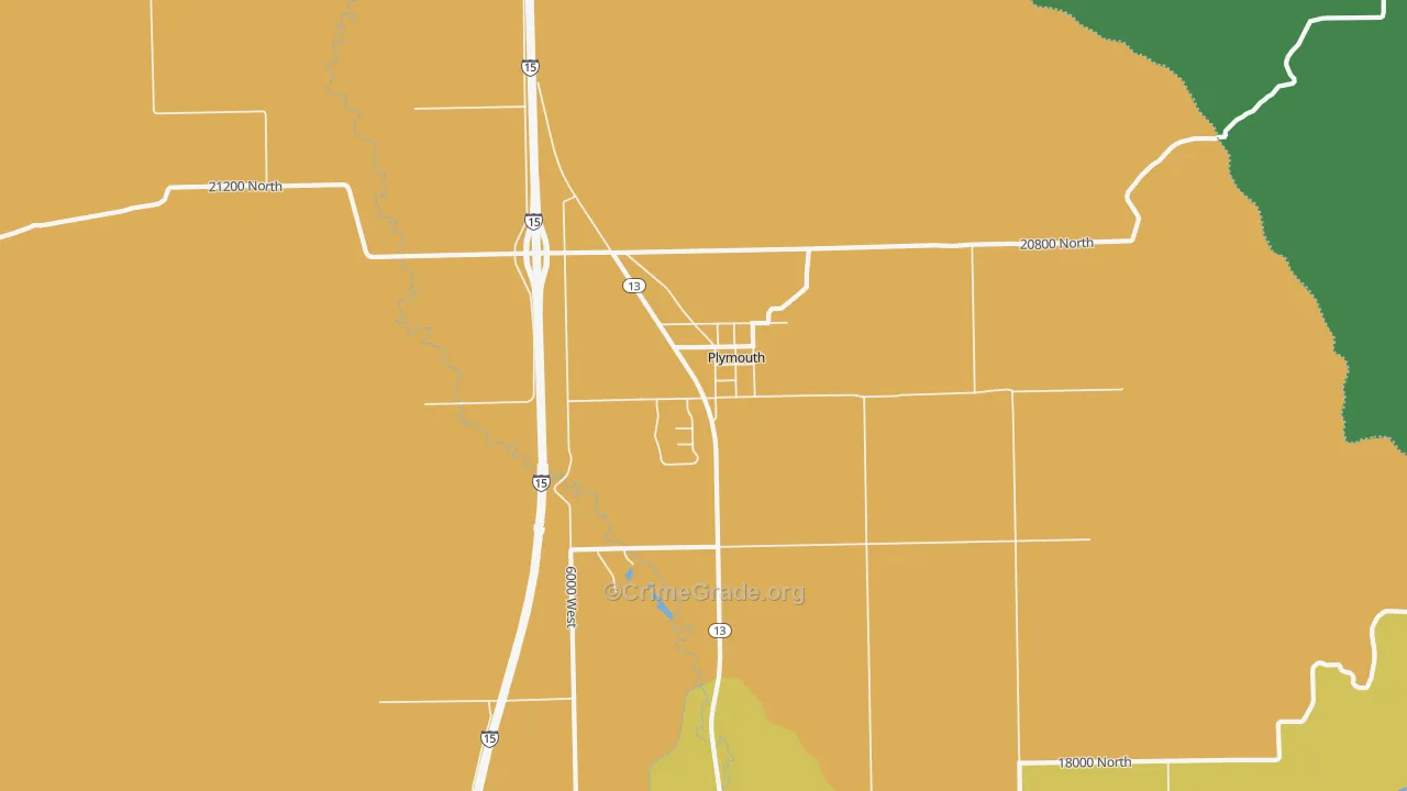 Plymouth, UT Map of Burglary Rates