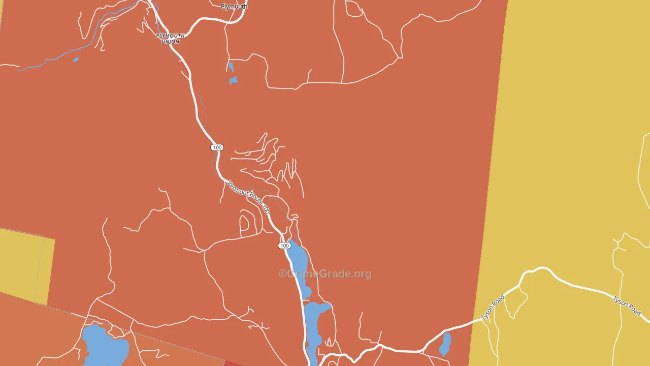 Plymouth, VT Map of Burglary Rates