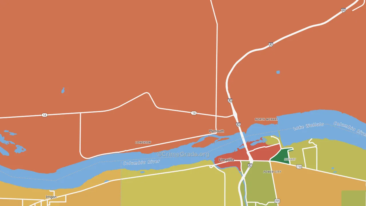 Plymouth, WA Map of Burglary Rates
