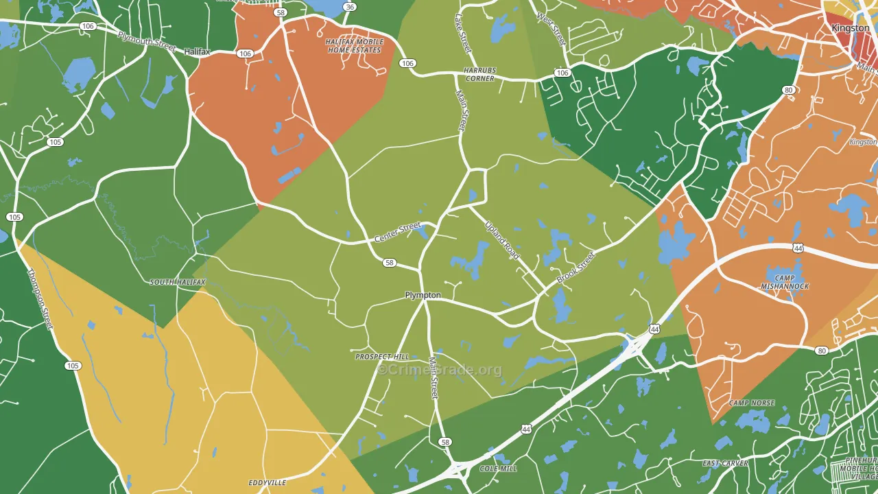 Plympton, MA Map of Burglary Rates