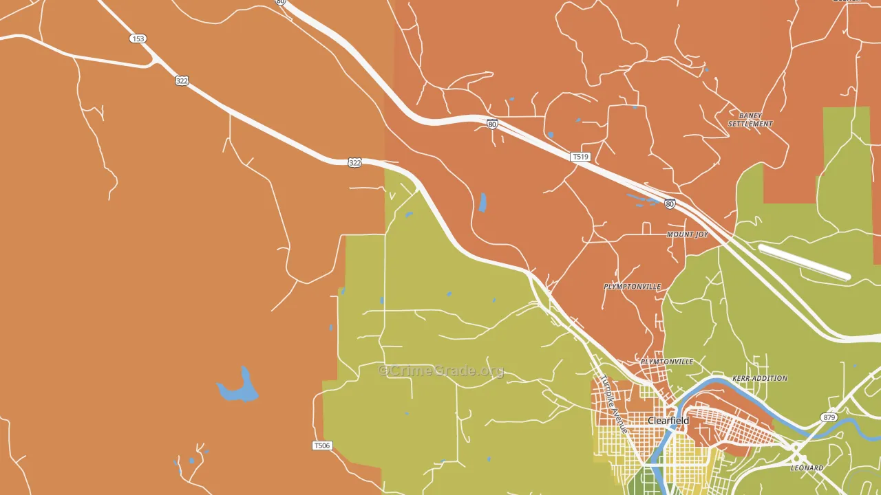 Plymptonville, PA Map of Burglary Rates