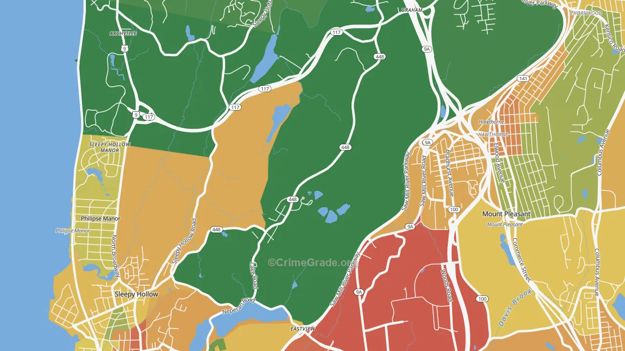 Pocantico Hills, NY Map of Burglary Rates