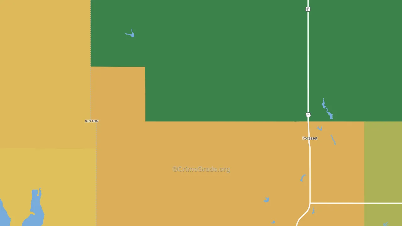 Pocasset, OK Map of Burglary Rates