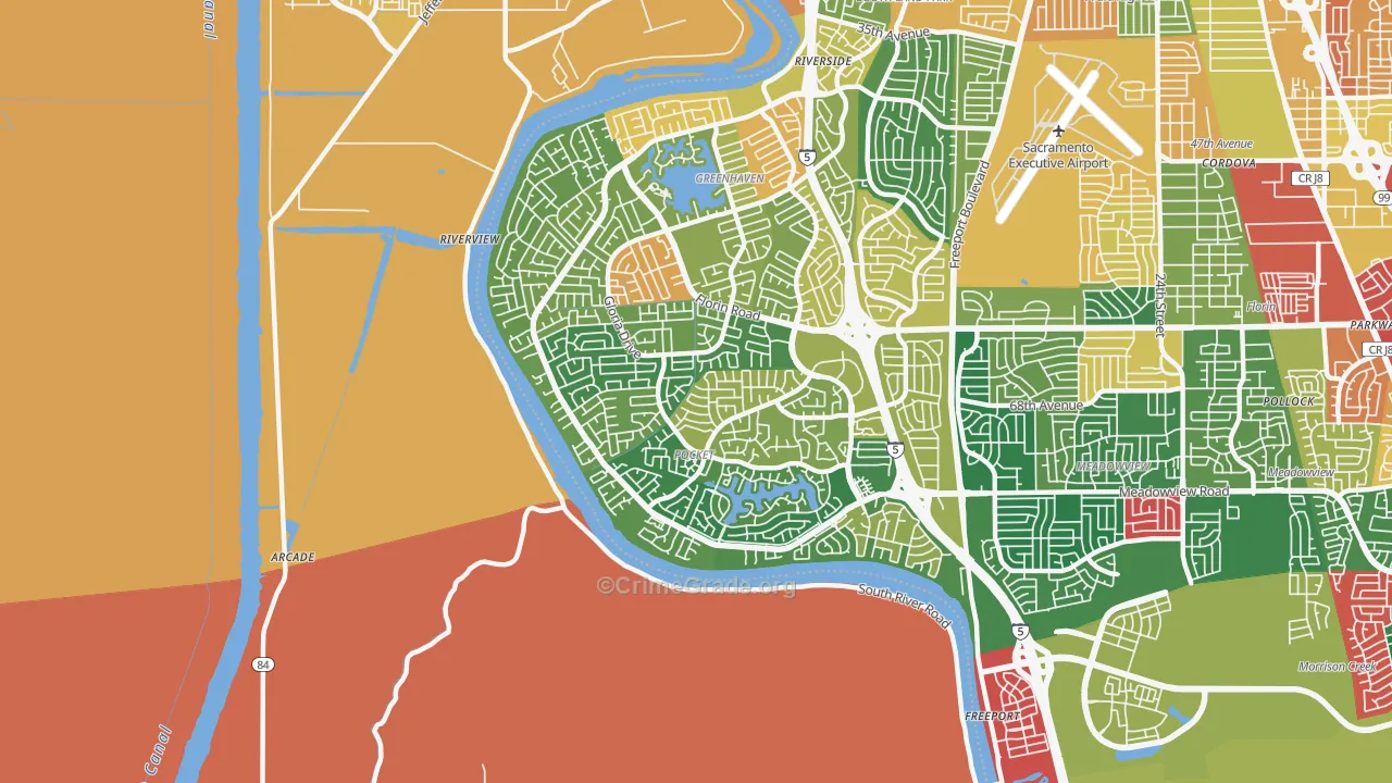 Pocket, Sacramento, CA Map of Burglary Rates