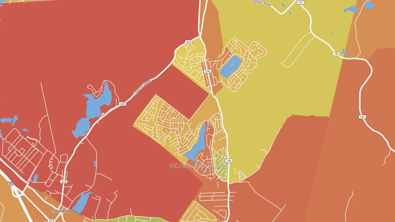 Pocono Country Place, Tobyhanna, PA Map of Burglary Rates
