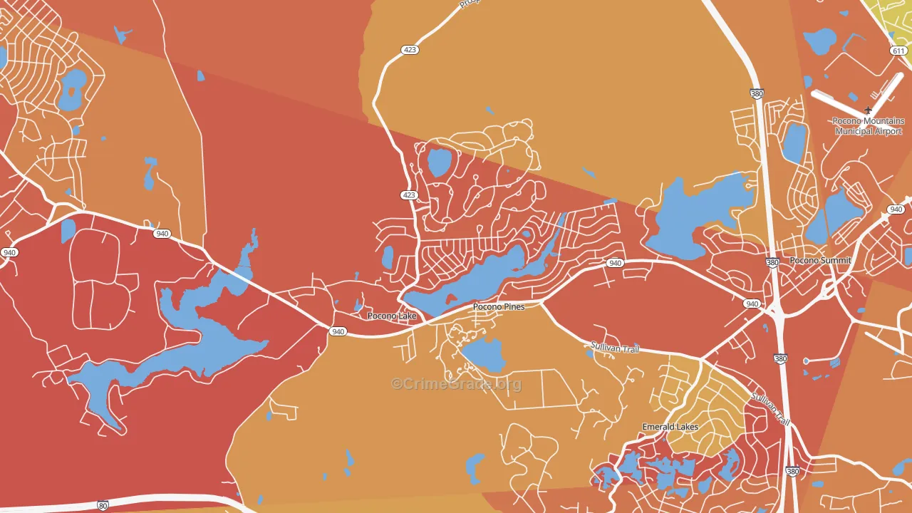 Pocono Pines, PA Map of Burglary Rates