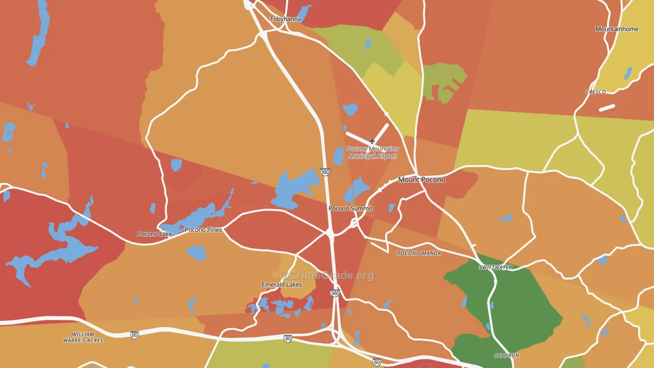 Pocono Summit, PA Map of Burglary Rates
