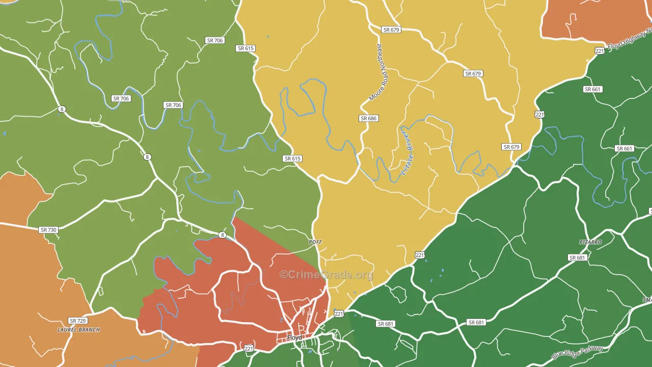 Poff, VA Map of Burglary Rates
