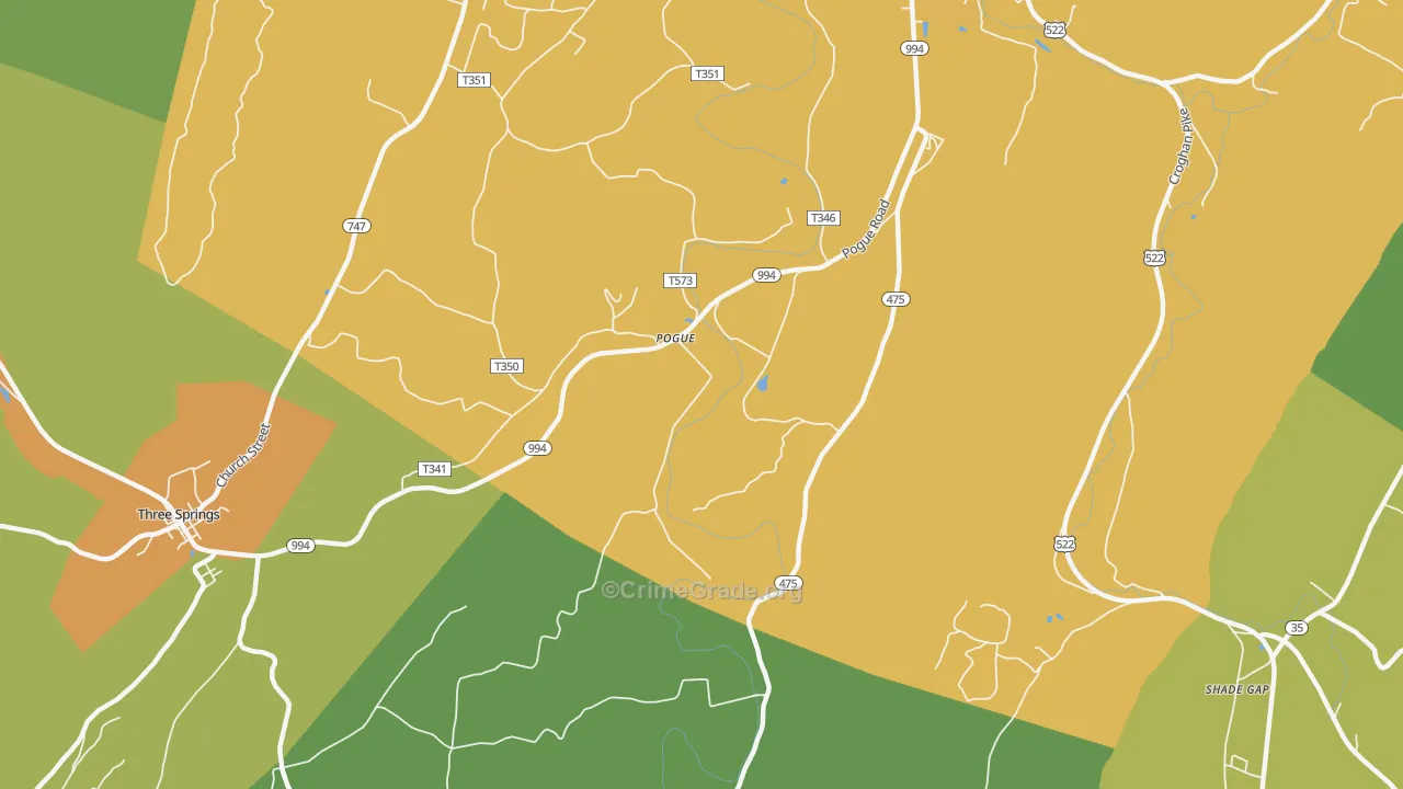 Pogue, PA Map of Burglary Rates