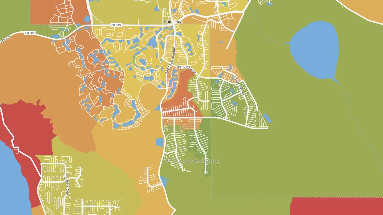 Poinciana-Village 3, Poinciana, FL Map of Burglary Rates