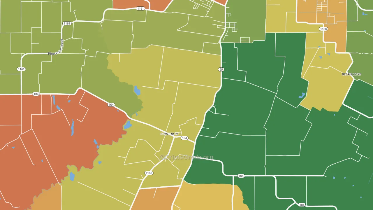Point Blue, LA Map of Burglary Rates