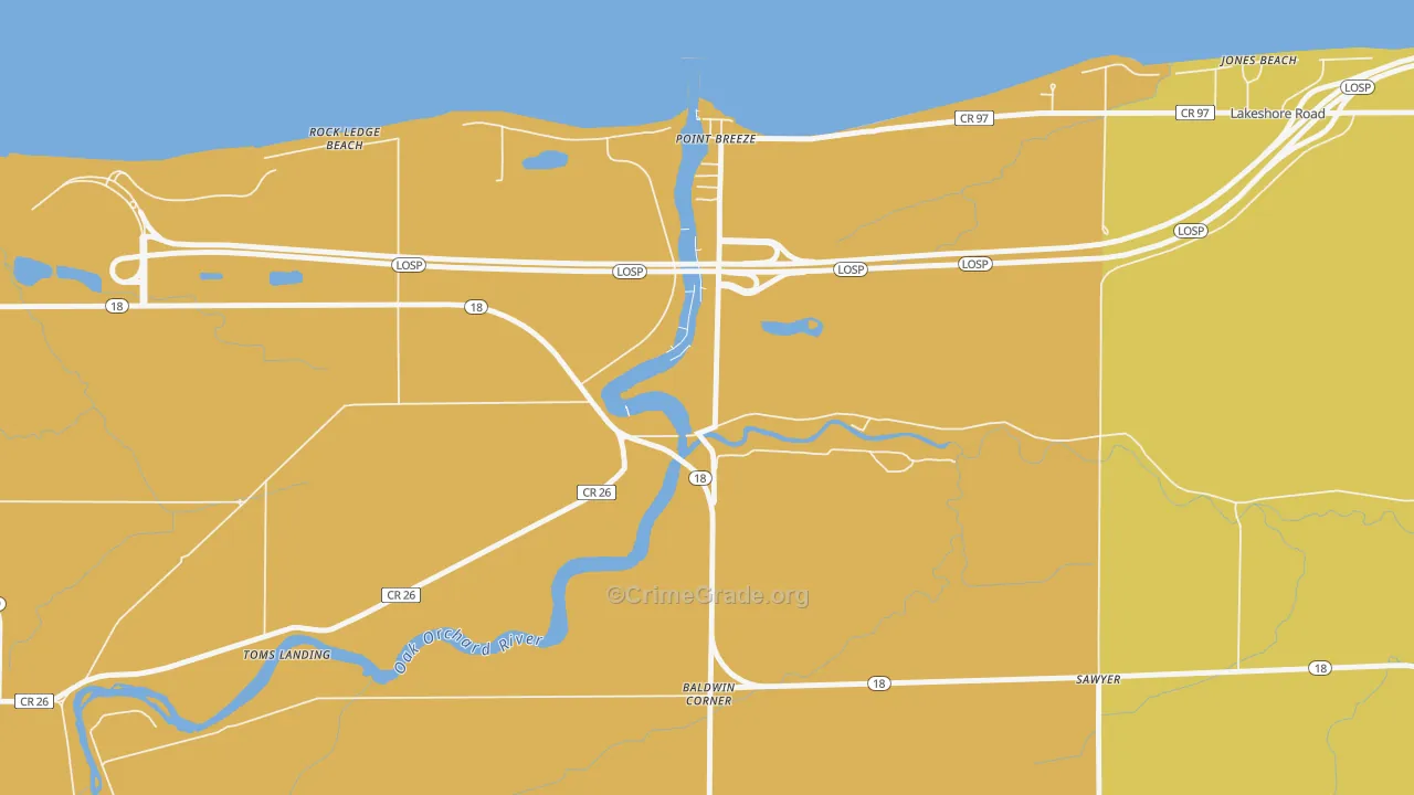 Point Breeze, NY Map of Burglary Rates