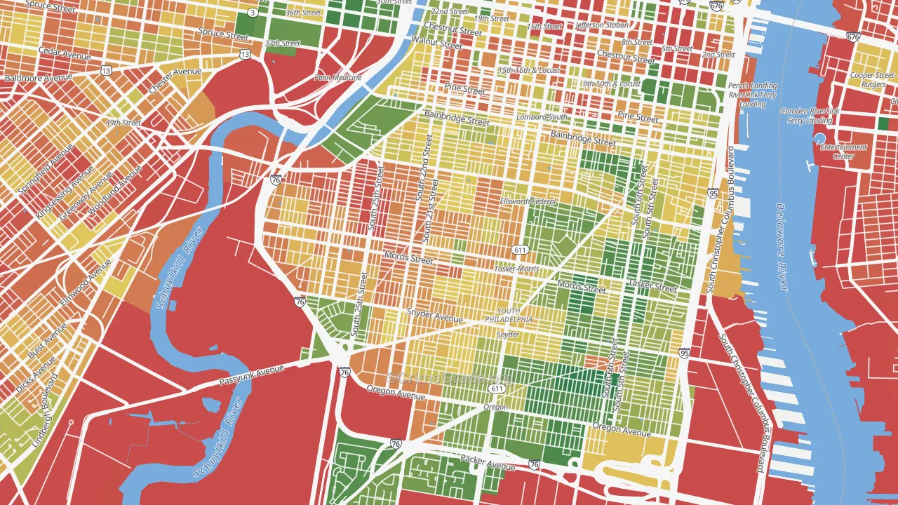 Point Breeze-Philadelphia, Philadelphia, PA Map of Burglary Rates