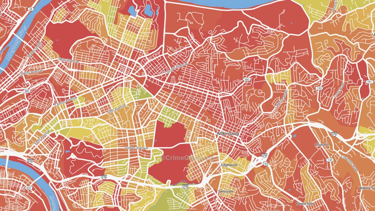 Point Breeze, Pittsburgh, PA Map of Burglary Rates