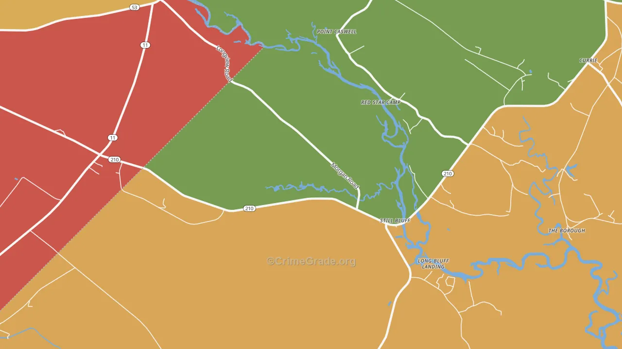 Point Caswell, NC Map of Burglary Rates