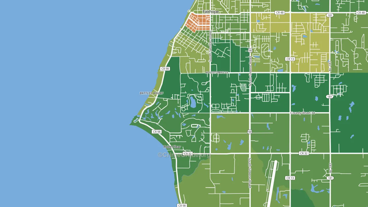 Point Clear, AL Map of Burglary Rates