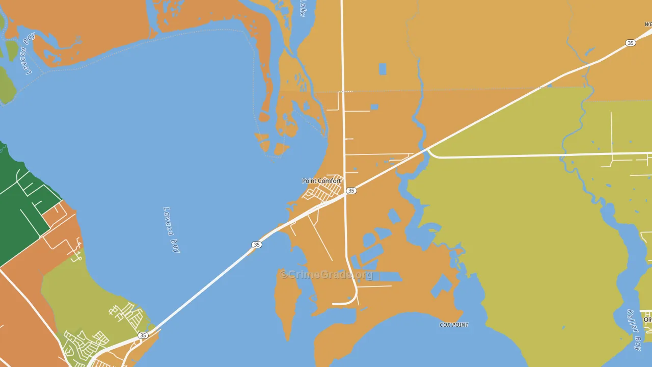 Point Comfort, TX Map of Burglary Rates