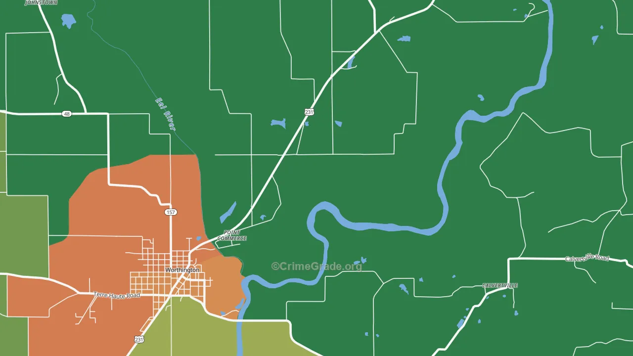 Point Commerce, IN Map of Burglary Rates