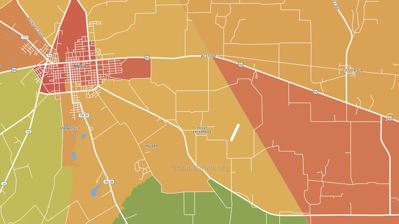Point Enterprise, TX Map of Burglary Rates