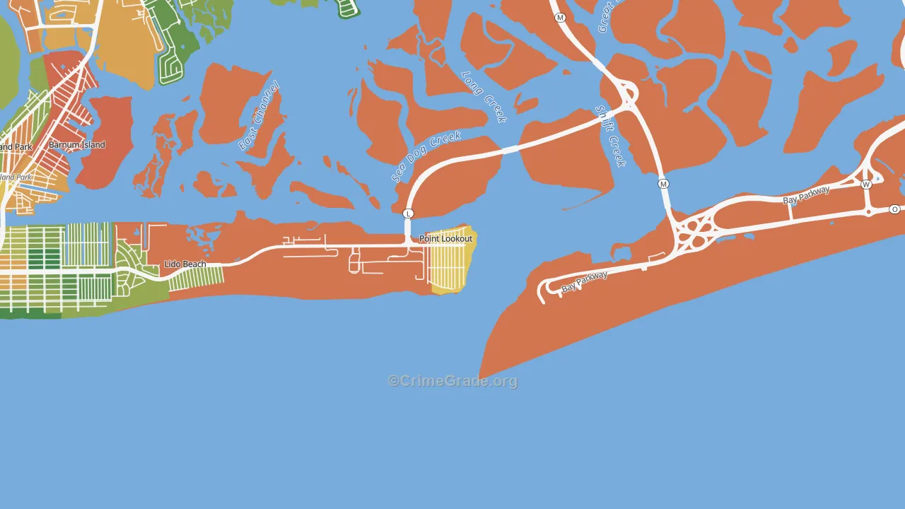 Point Lookout, NY Map of Burglary Rates
